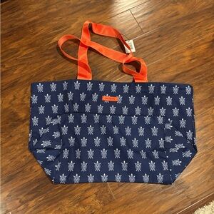 Vera Bradley Navy Tote with Orange Straps